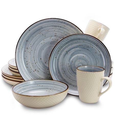 Fastfood Mellow Dinnerware Set in Powder - Blue - 16 Piece FA2614794